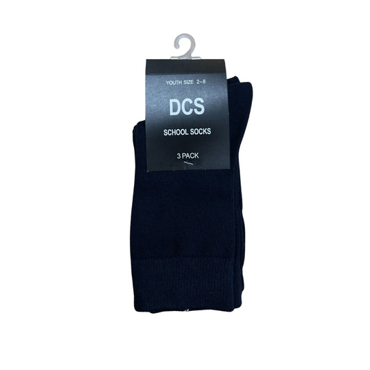 DCS KIDS UNISEX SOCK 3 PK SIZE 2 - 8 YOUTH NAVY